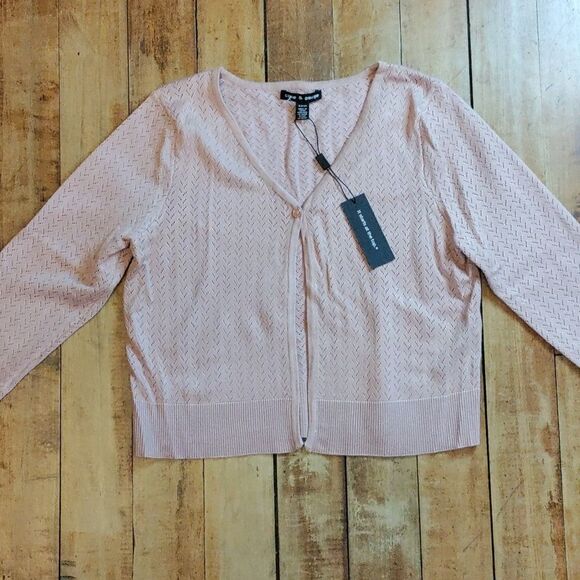 Cable & Gauge Sweater Small Blush Pink New Cardigan Neutral Boho Easter Spring - Picture 2 of 8